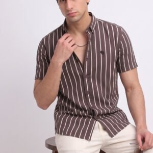 LS 005|BROWN STRIPES|| Half Sleeve Shirt