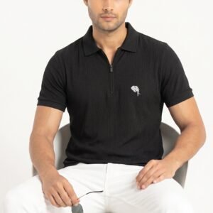 PR49||BLACK ZIPER|| 100% Cotton T-Shirt